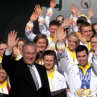 Empfang der deutschen Olympiamannschaft am Flughafen München © Bayerische Staatskanzlei