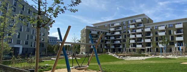 Wohnanlage der Stadibau GmbH mit 611 Wohnungen am Südlichen Oberwiesenfeld in München